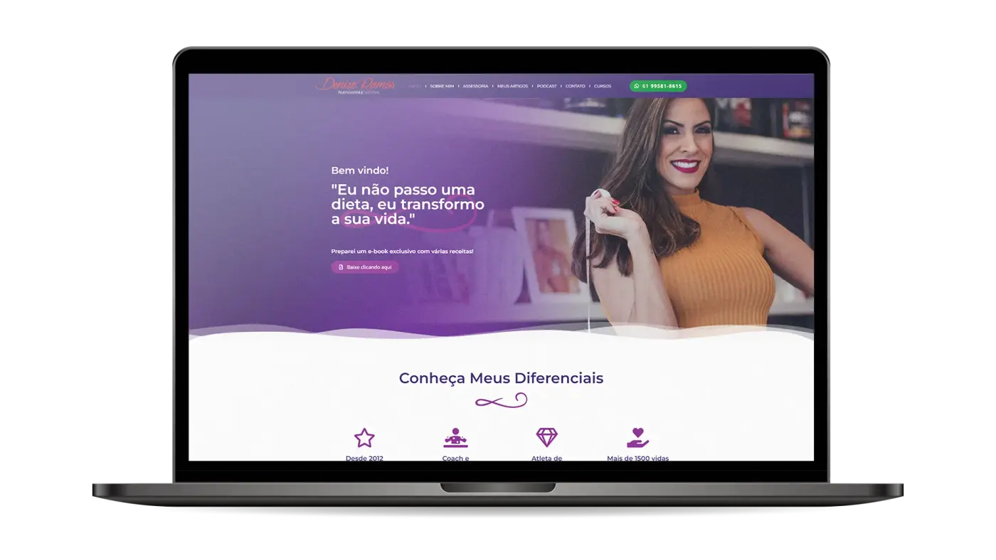 Criação de site, logomarca e administração do site para Denise Ramos: imagem 1