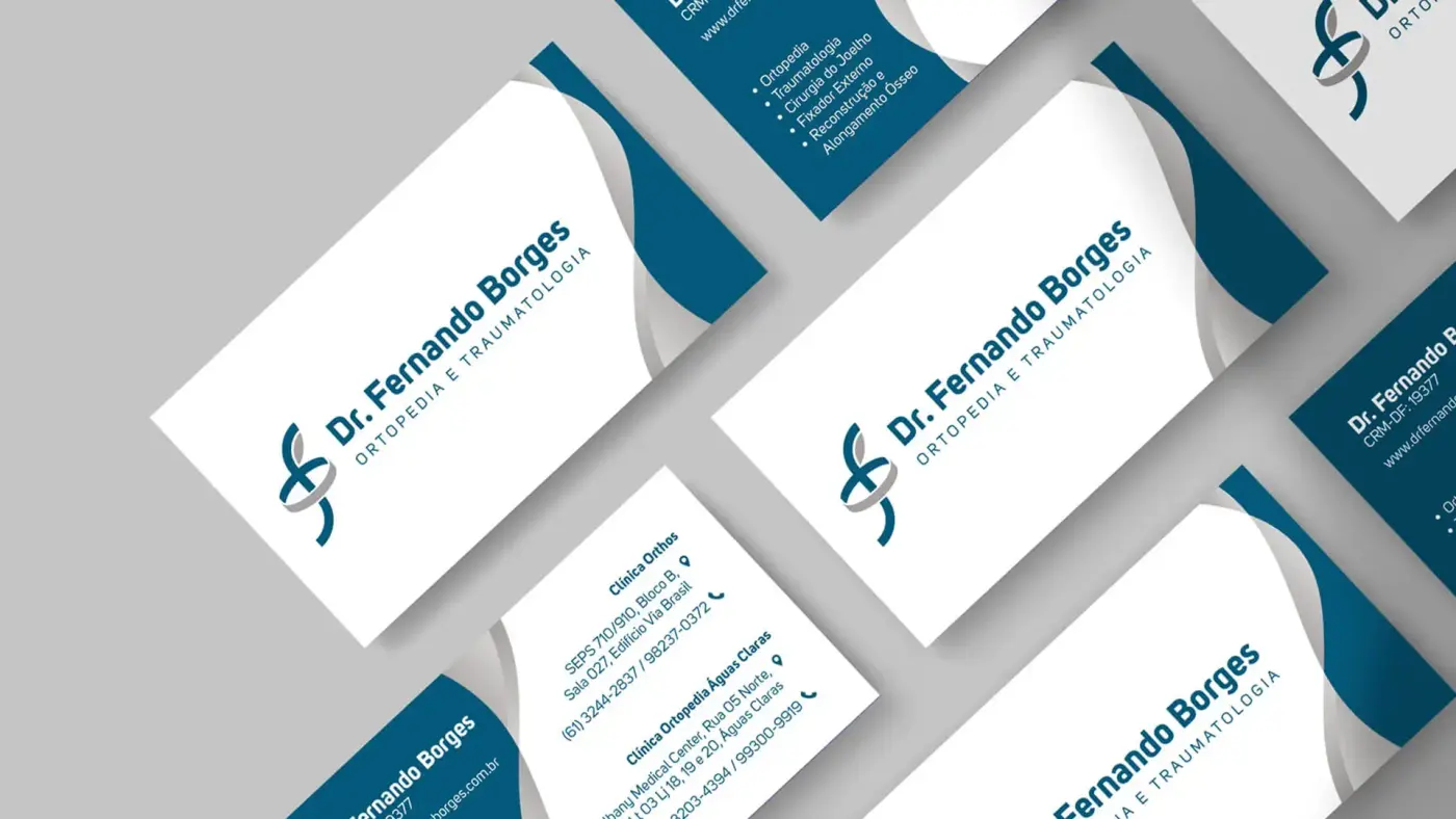 Criação de site, logomarca e identidade visual (cartão de visita, crachá, pasta) para Dr. Fernando Borges: imagem 3